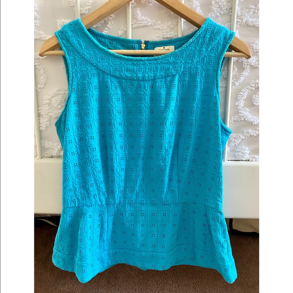 {Kate Spade} Eyelet Peplum Tank